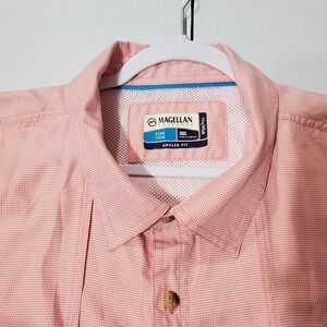 Magellan Outdoors Fish Gear  Plaid Shirt Long Sleeve Orange‎ Color  Size 3XL